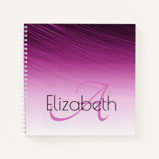 Chic Custom Name Monogram Purple Ombre Streaks Notebook