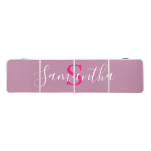 Chic Custom Name Pink Monogram Muted Dirty Pink Beer Pong Table