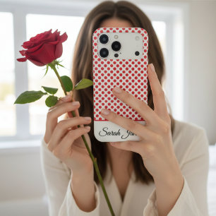 Chic Custom Name Retro Red Polka Dots Pattern iPhone 17 Pro Max Case