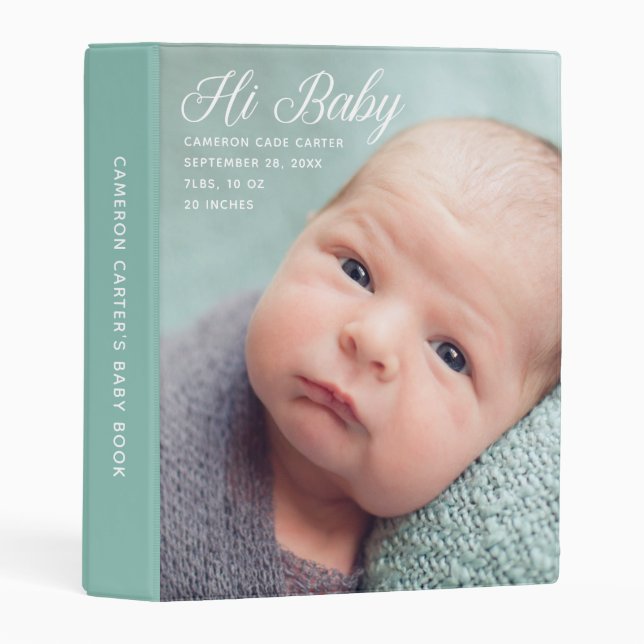 Chic Custom Newborn Photo Baby Milestone Book Mini Binder (Front/Spine)