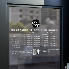 Chic Custom Opening Hours Lunch Dinner Restaurant Window Cling