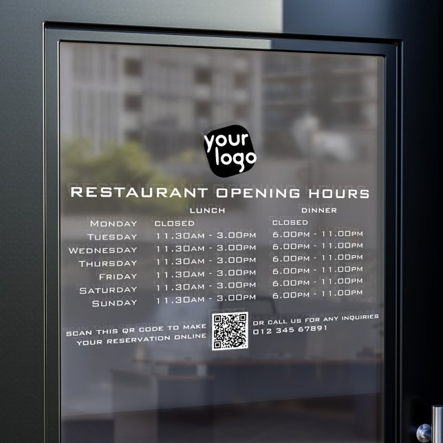  Chic Custom Opening Hours Lunch Dinner Restaurant Window Cling (Creator Uploaded)