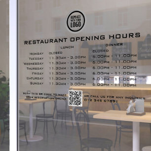  Chic Custom Opening Lunch Dinner Hours Restaurant Window Cling