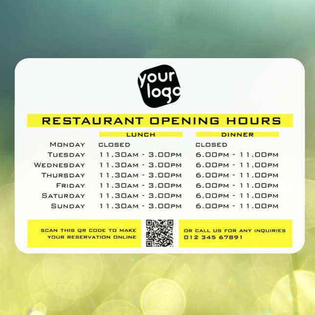  Chic Custom Opening Lunch Dinner Hours Restaurant Window Cling (Creator Uploaded)