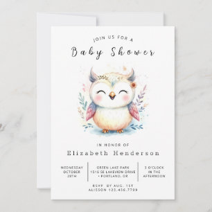 Chic Custom Owl Baby Shower Invitation