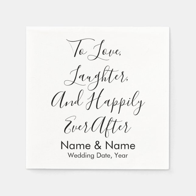 Chic Custom Personalized Script Wedding Reception Napkins (Front)