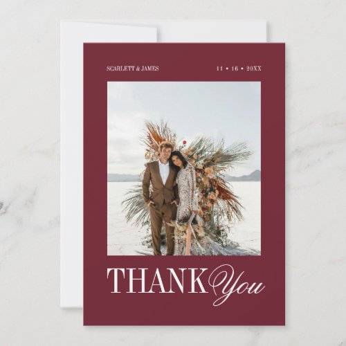 Chic Custom Photo Message Wedding Thank You Card