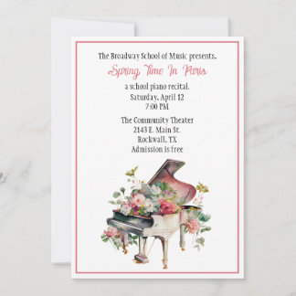 Chic Custom Piano Recital Invitation