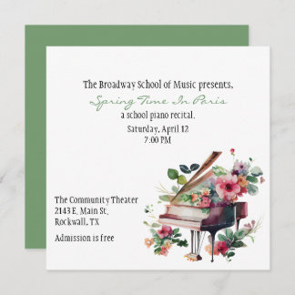 Chic Custom Piano Recital Invitation