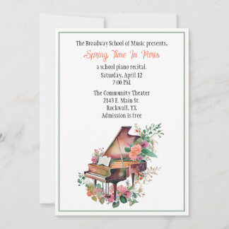 Chic Custom Piano Recital Invitation