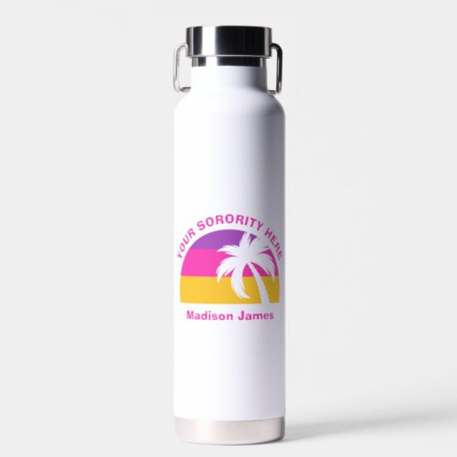 Chic Custom Pink Tropical Beach Cute Sorority Girl Water Bottle