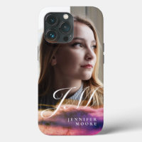 Chic Custom Purple Blush Pink Photo Monogrammed