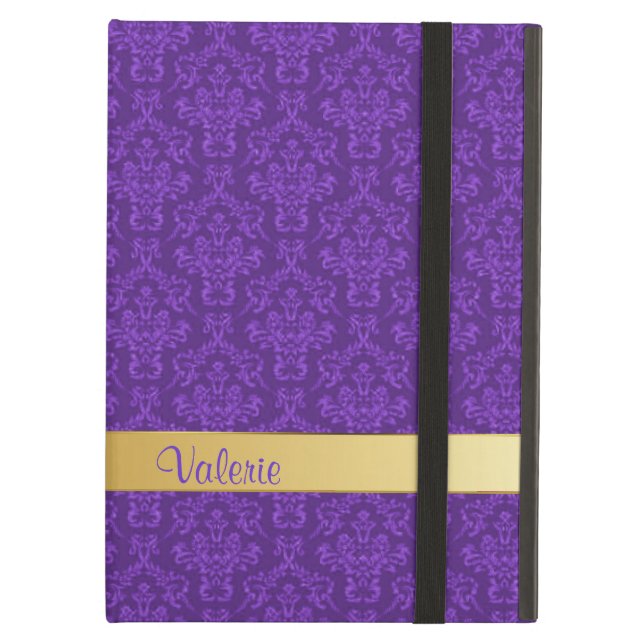 Chic Custom Purple Damask iPad Air Case (Front Closed)