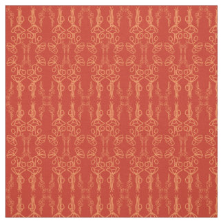 Chic Custom Red Field Poppies Outline Fabric
