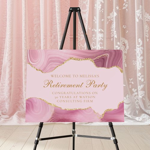 Chic Custom Retirement Party Pink Gold Agate Foam Board