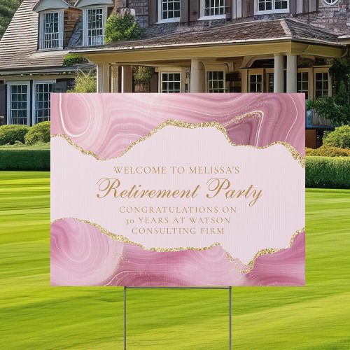 Chic Custom Retirement Party Pink Gold Yard Sign