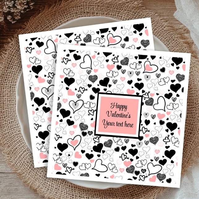 Chic Custom Valentine’s Day Heart Sketch Tableware Napkins (Custom Valentine’s Day Heart Sketch Tableware Napkins)