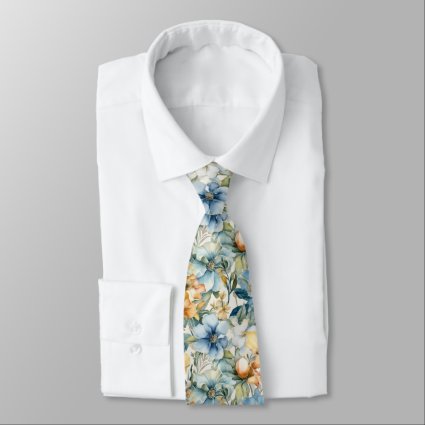 Chic Custom Watercolor Blue Gold Floral Pattern 