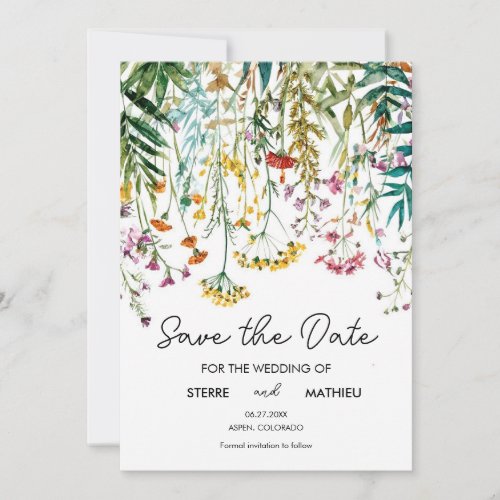 Chic Custom Wildflowers Save The Date