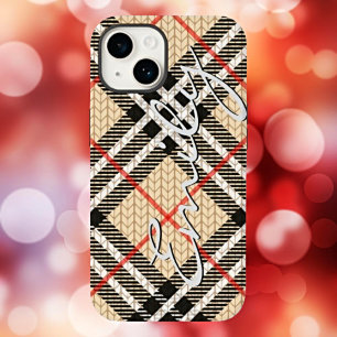 Chic Customizable Fabric Checkered Case-Mate iPhone 14 Case
