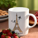 Chic Customizable Paris Eiffel Tower Coffee Mug<br><div class="desc">Customize this chic minimalist Paris mug keepsake gift for your girls trip or family vacation. An artistic drawing of the Eiffel tower with a plane flying behind it to symbolize your airplane travel. Cute custom cursive script.</div>