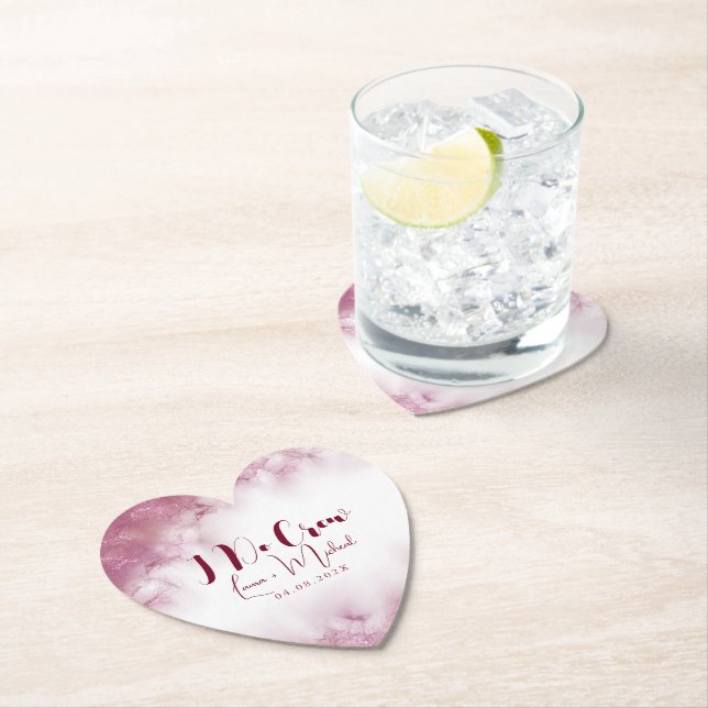 Chic Customized Name Marble I Do Crew Wedding Paper Coaster (Insitu)