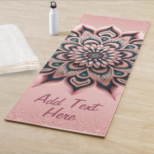 Chic Customized Rose Gold Glitter Elegant Mandala Yoga Mat