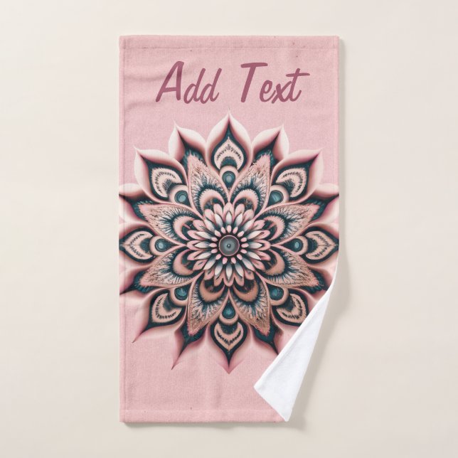 Chic Customized Rose Gold Glitter Mandala Yoga Hand Towel (Hand Towel)
