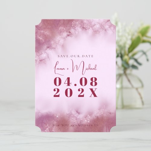 Chic Customized Rose Marble Watercolor Wedding Thank You Card