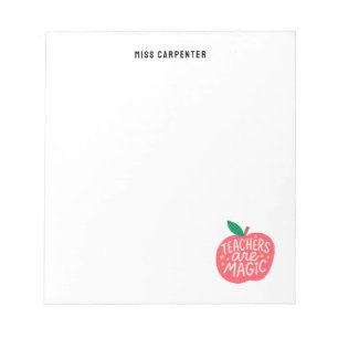 Chic Cute Apple Saying Personalized Teacher Notepad
