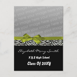 chic cute bow green photo Graduation Invitation