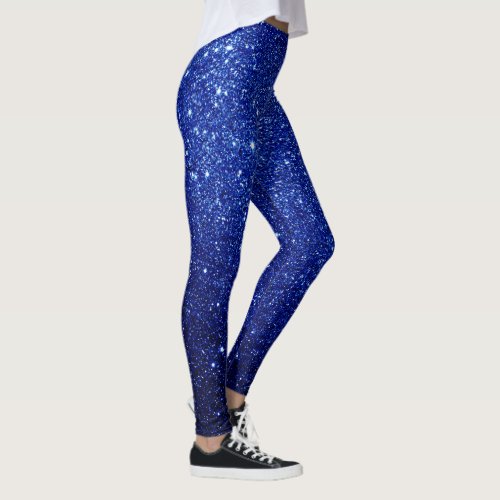 chic cute bright navy blue glitter pattern leggings