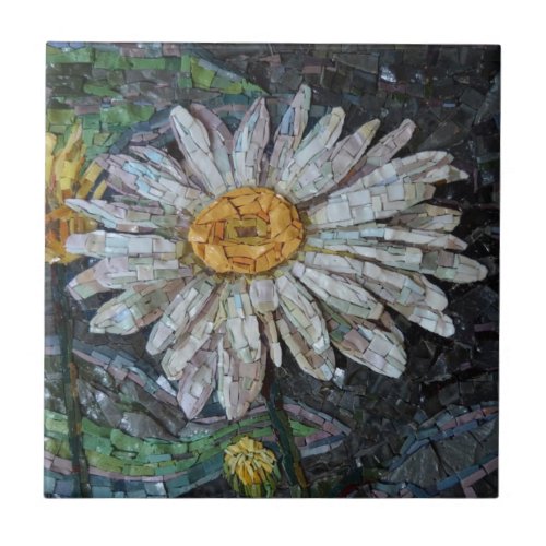 Chic Cute Daisy Floral Tile Mosaic Ceramic Tile