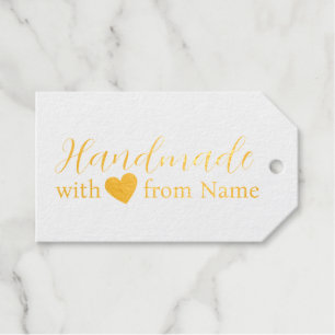 Chic Cute Handmade Cursive with Love Heart Name Foil Gift Tags