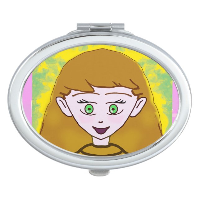 Chic Cute Merry Pink Geometric  Compact Mirror (Front)