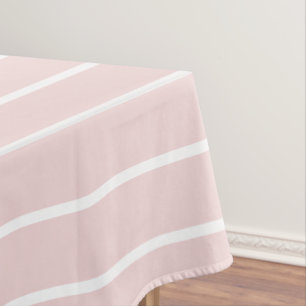 Chic Cute Minimal Light Pink & White Stripes Tablecloth