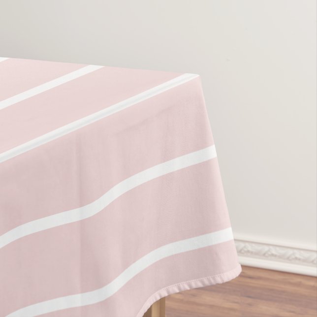 Chic Cute Minimal Light Pink & White Stripes Tablecloth (In Situ)