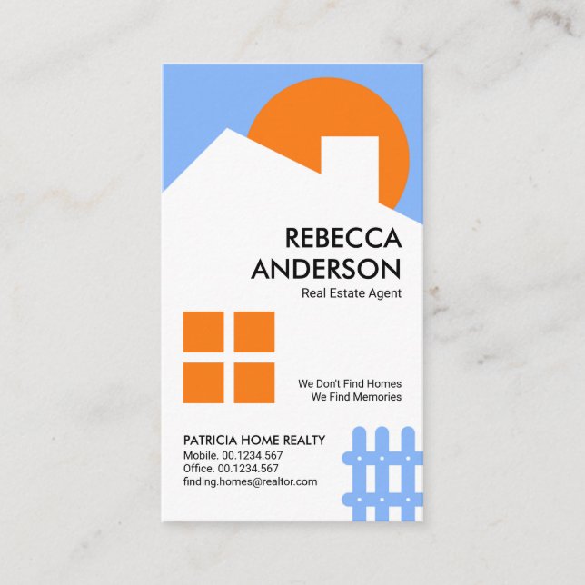 Chic Cute Sunny Home Picket Fence Realty Business Card (Front)