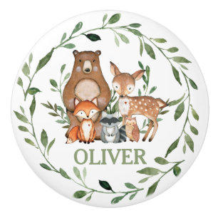  Chic Cute Woodland Animals Greenery Nursery Decor Ceramic Knob