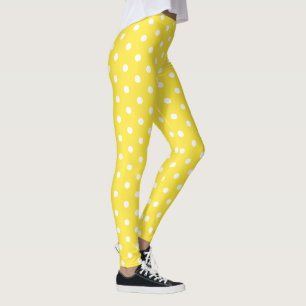 Chic Cute Yellow White Polka Dots Pattern Fashion Leggings