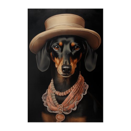 Chic Dachshund With Cream Hat Acrylic Print