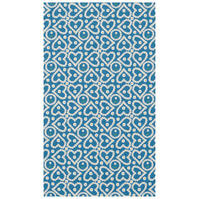 Chic Daisy Chains on Blue, Custom Tablecloth (Front)