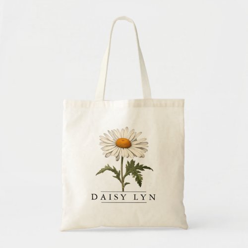 Chic Daisy Floral Botanical_Personalize_Budget Tote Bag