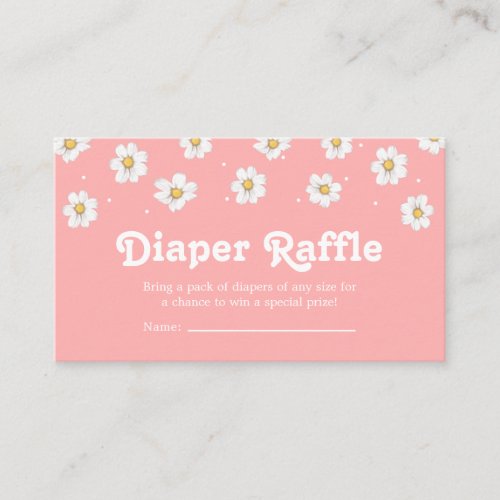 Chic Daisy Flower Blush Pink Diaper Raffle Enclosure Card