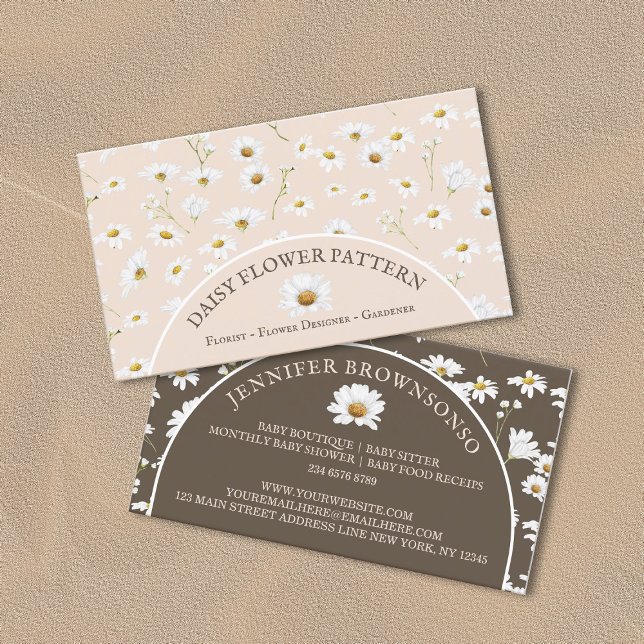 Chic Daisy Flower Pattern Botanical Baby Sitter Business Card (Creator Uploaded)