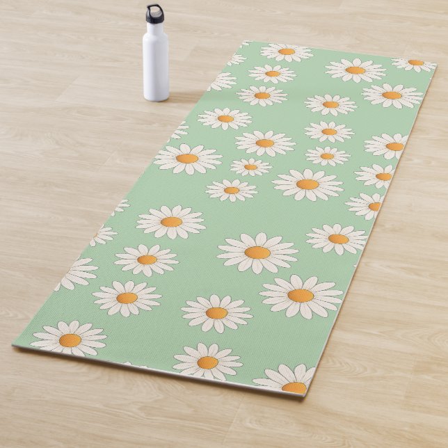 Chic Daisy Flower Pattern – Cute Floral Designe -  Yoga Mat (In Situ)