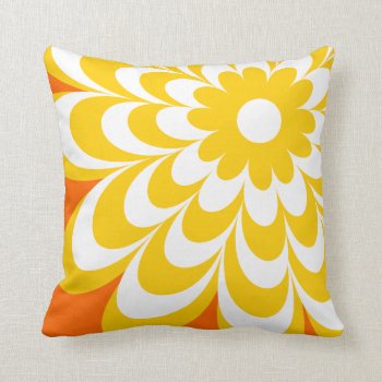 Chic Daisy Personalized Throw Pillow - Orange by mazarakes at Zazzle