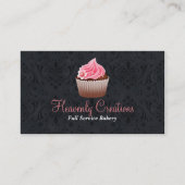 Chic Damask and Cupcake Bakery Business Card (Front)