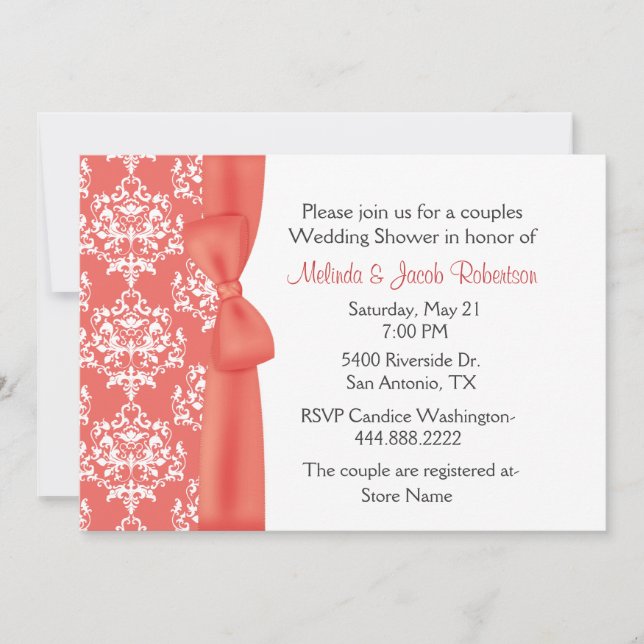 Chic Damask Couples Wedding Shower Invitation (Front)