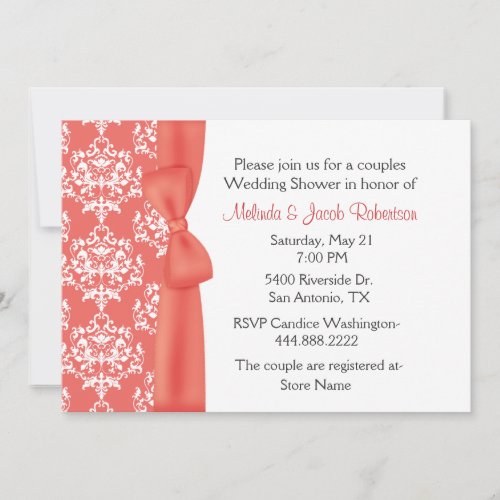 Chic Damask Couples Wedding Shower Invitation
